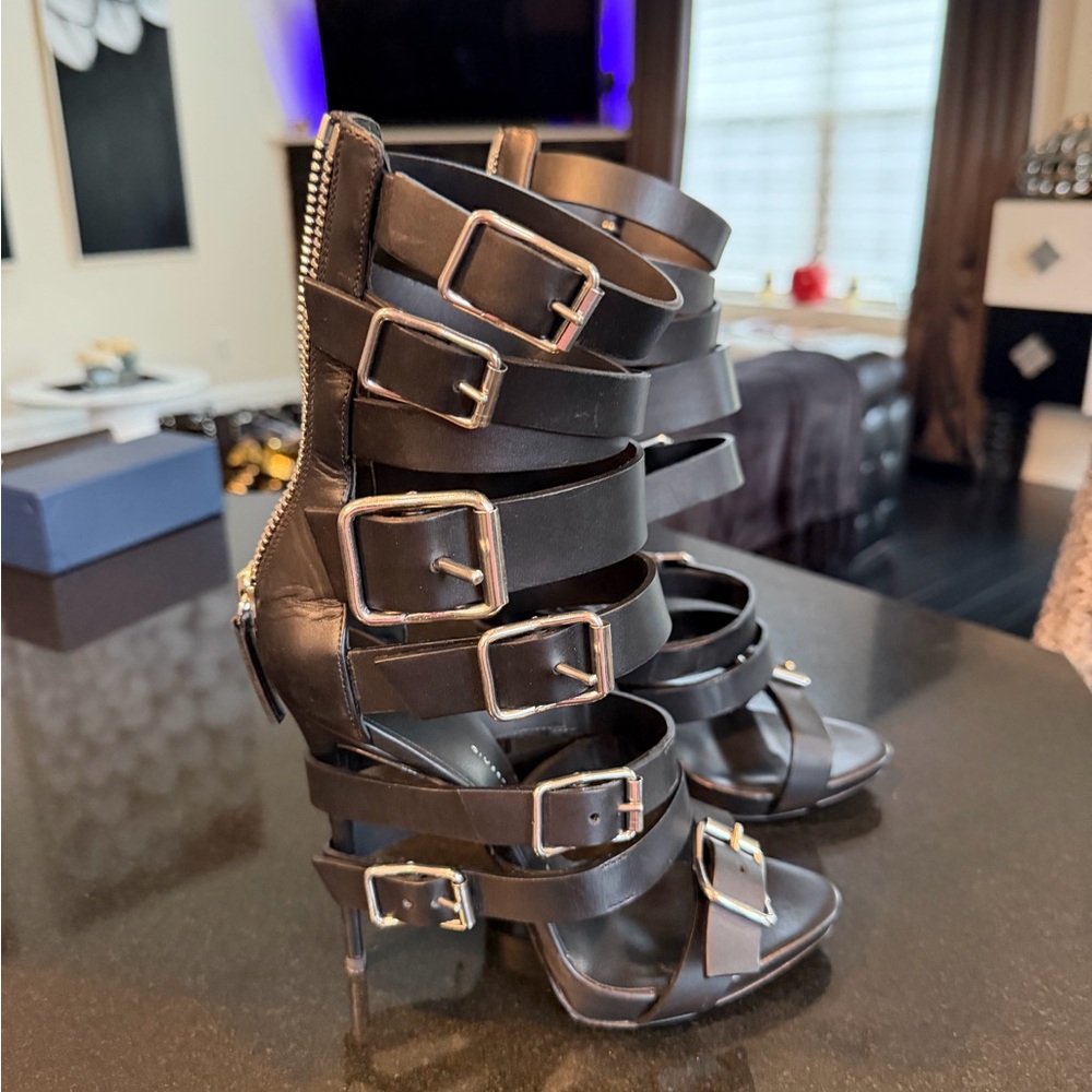 Black Strappy Heeled Sandals